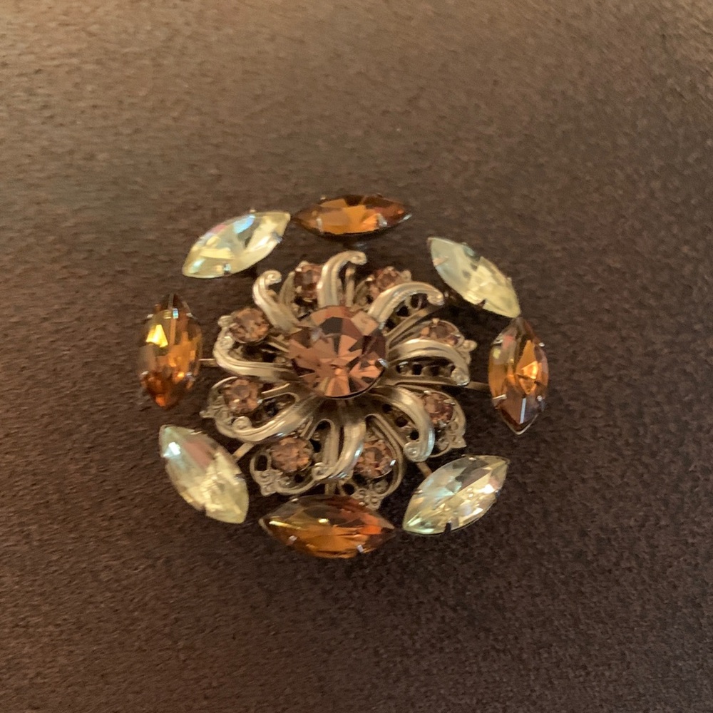 Elegant Brown and Gold Brooch